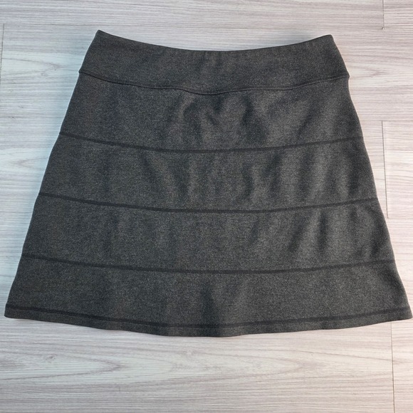 Athleta Elastic Waist Pull On Skirt Gray A Line Zippered Pockets-Sz Small Preppy - Picture 8 of 8